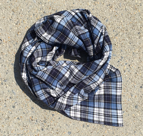 Light Blue Plaid Blanket Scarf - PARK STORY