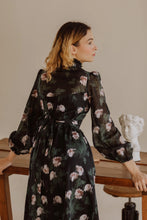 Load image into Gallery viewer, Felicia Dress / Black + Rose Watercolor Floral - PARK STORY
