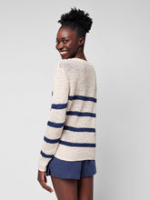 Load image into Gallery viewer, Striped Miramar V Neck Linen Crew Sweater - PARK STORY
